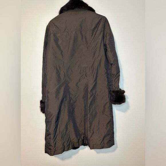 Zara Woman Wind Water Repellant Fax Fur Hooded Duster Coat Sz M Mob Wife Street - Picture 2 of 6